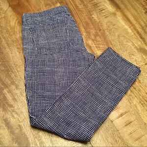J.Crew Blue & White Print Toothpick Pants
